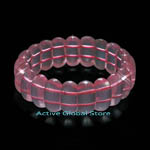 New Natural Iced Rose Crystal Quartz Stone Elastic Large Bracelet, Love Gift, Size XL